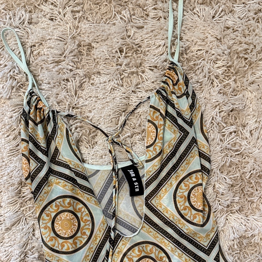 Jagger & Stone Sheer Mesh Geometric Cut Out Mini Dress Festival Night Out - Picture 4 of 5